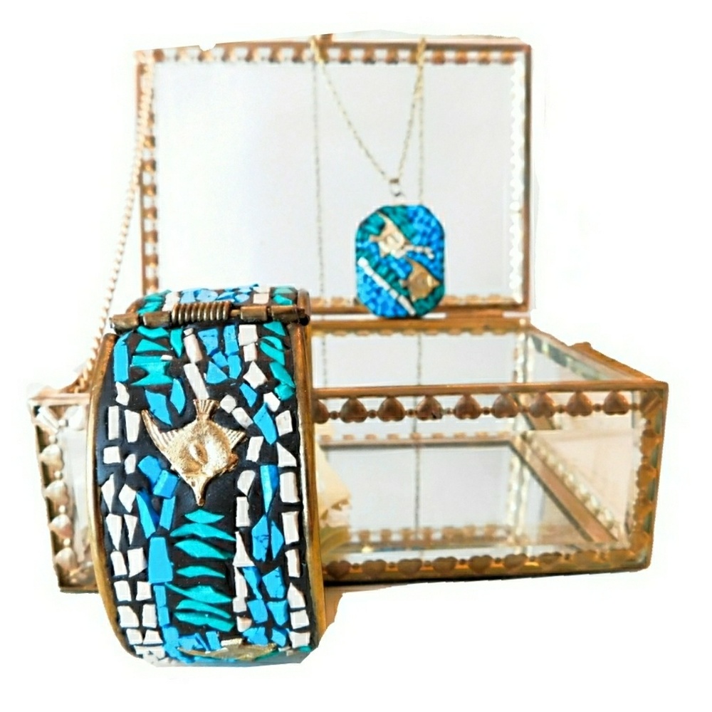 **SOLD***🌞NEW - BLUE MOSAIC NECKLACE - Picture 4 of 4